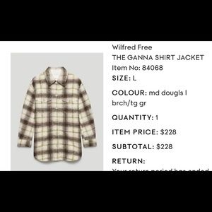 Wilfred free shirt jacket size L